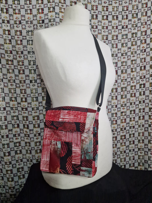 Red Patchwork Upcycled Satchel Bag