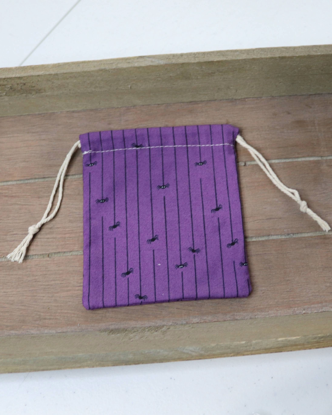 Purple Spider Drawstring Bag