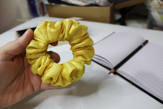 Upcycled Hair Scrunchie: Yellow Satin