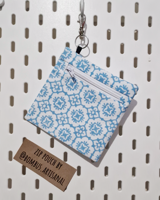 Zip Pouch: Blue Hive Print